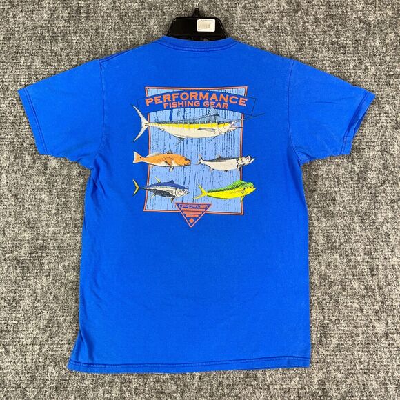 Columbia Shirt Mens Medium Blue PFG Performance Fishing Gear Saltwater Fish‎ - Picture 1 of 8